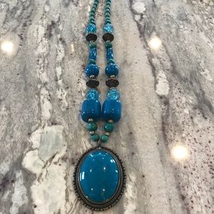 Chunky Statement Necklace in Greens & Blues